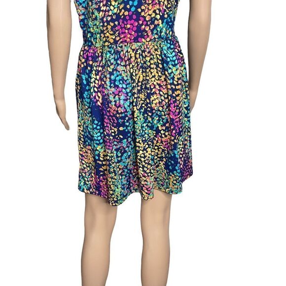 Bebop Wrap Look Dress In A Vibrant Print Sleeveless Size L - Picture 7 of 16